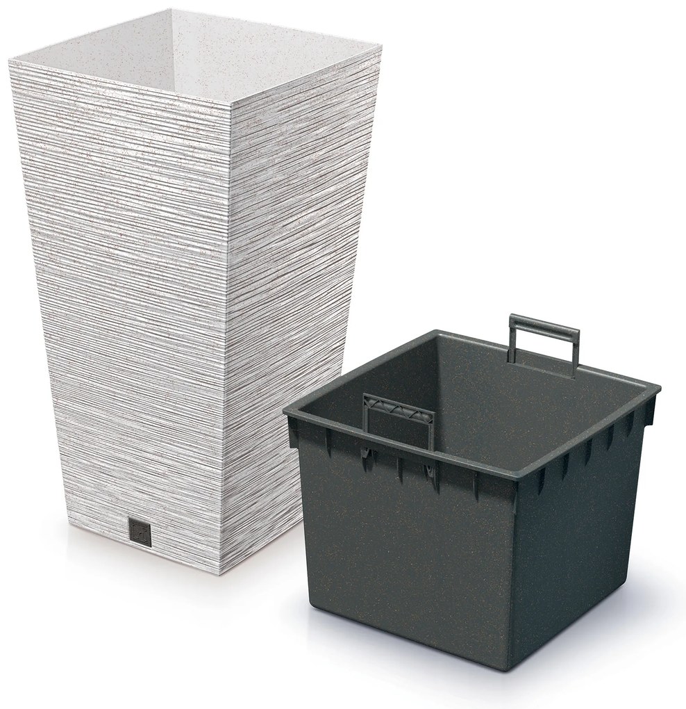 Donica ogrodowa kwadratowa Furu Square Eco Wood 45 cm biały PROSPERPLAST