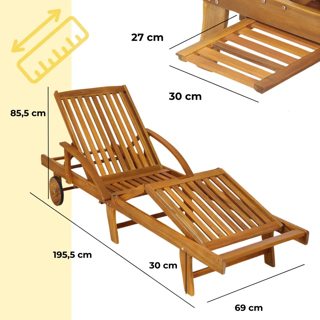 Leżak ogrodowy TAMI SUN, 195,5x69x85cm, naturalny brąz Jurhan