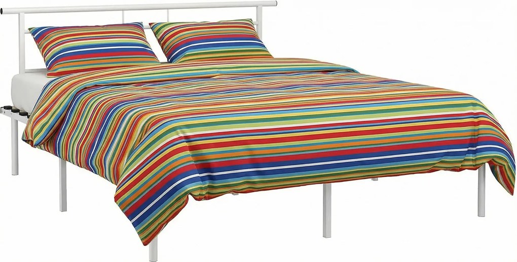 Białe metalowe łóżko małżeńskie 180x200 cm G6-M01