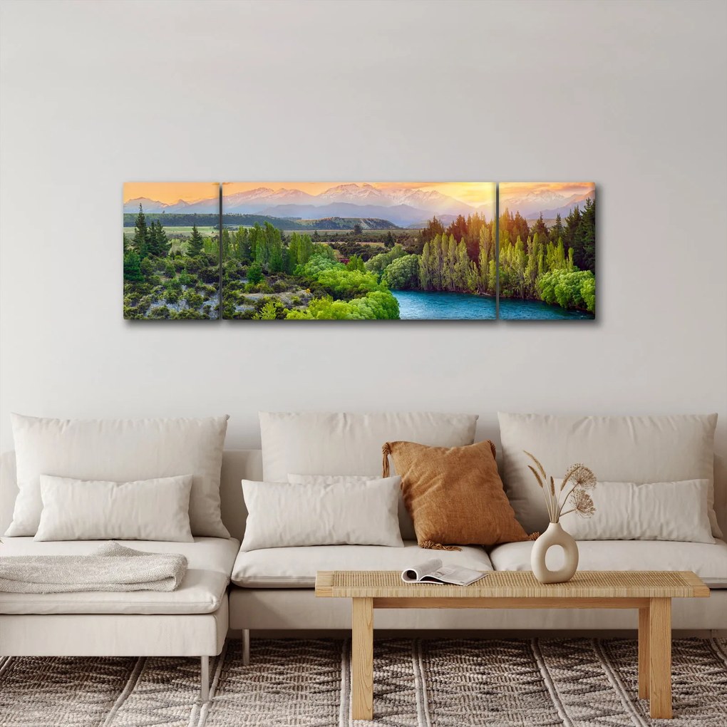 Obraz - Leśny krajobraz górski (170x50 cm)