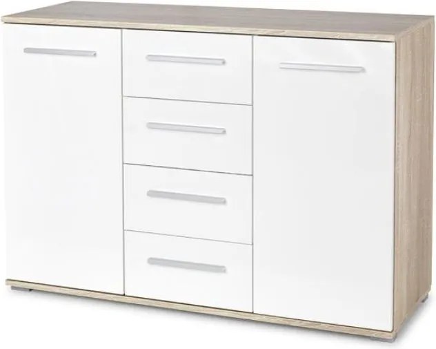 Nowoczesna duża komoda Lima KM4 dąb sonoma/biały
