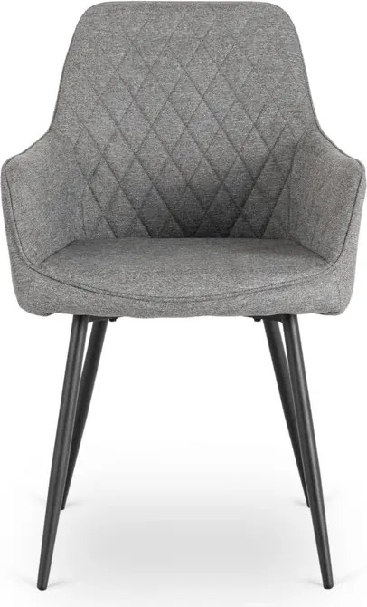 Zestaw Stół Prostokątny Rozkładany HAMPTON 160-240 cm Dąb/Czarny i 4 Krzesła Tapicerowane BRESSO 2 Szare