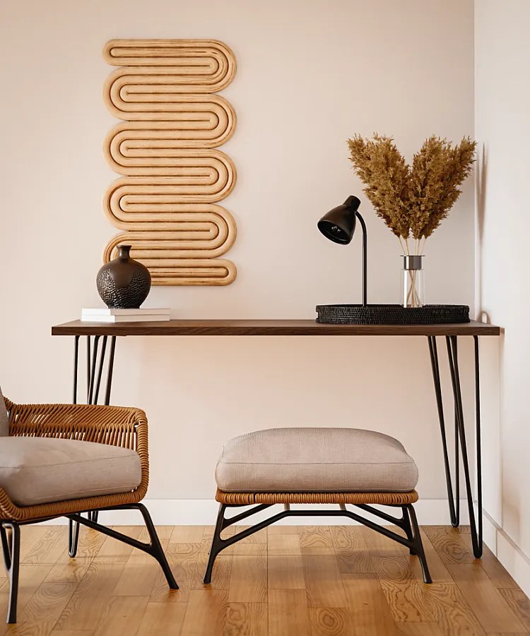 Biurko VOSS 138 x 68 cm do biura, gabinetu, pracowni Dąb Czekoladowy