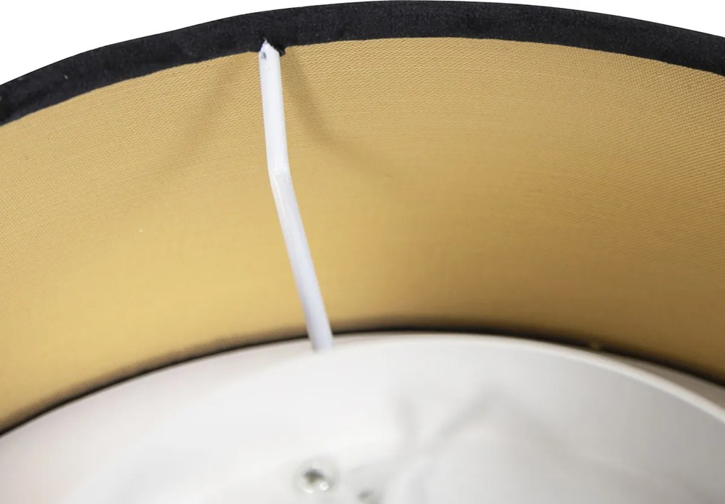 Nowoczesna lampa sufitowa czarna 30 cm ze złotym wnętrzem - Drum
