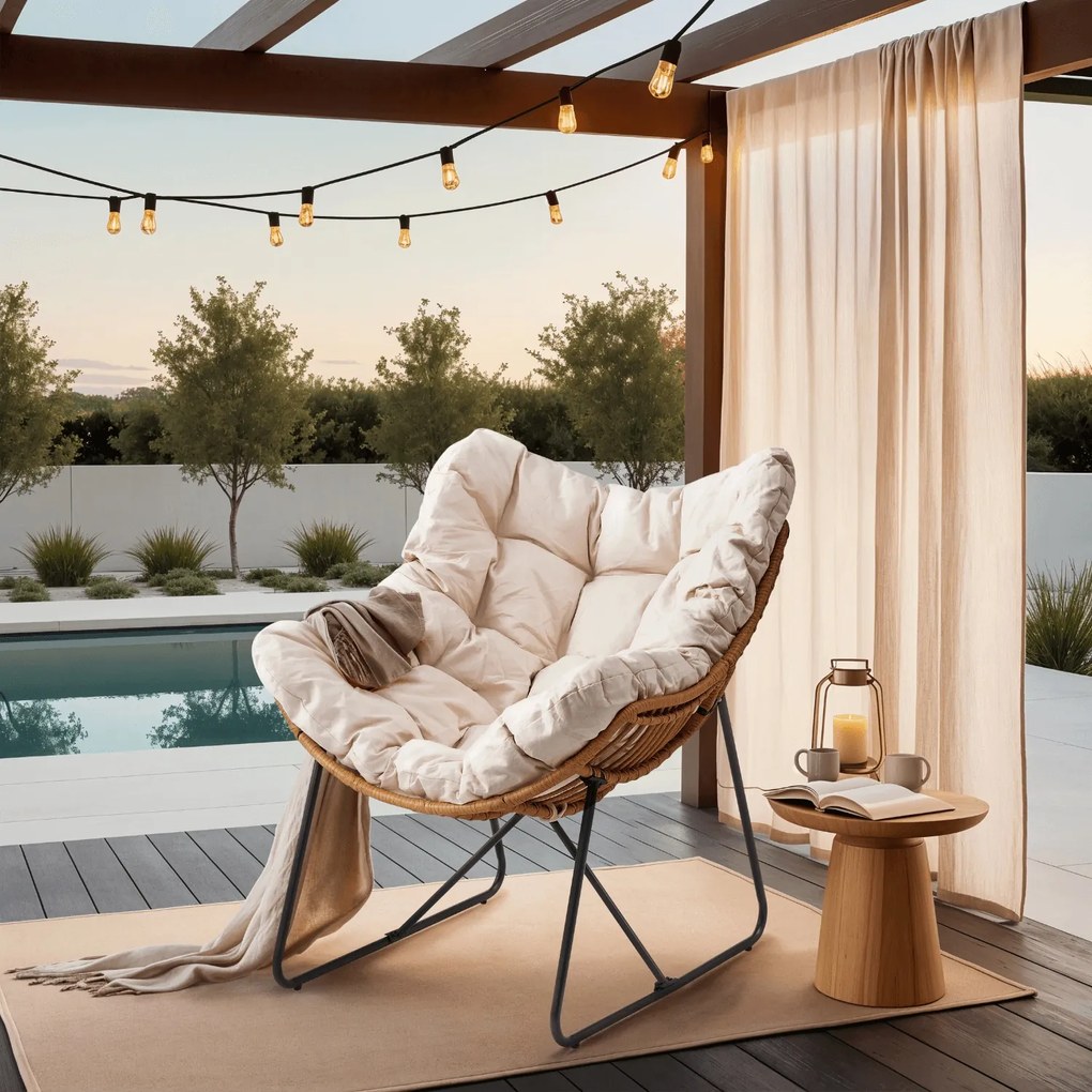 Fotel ogrodowy z poduchą Fin na płozach, beżowy