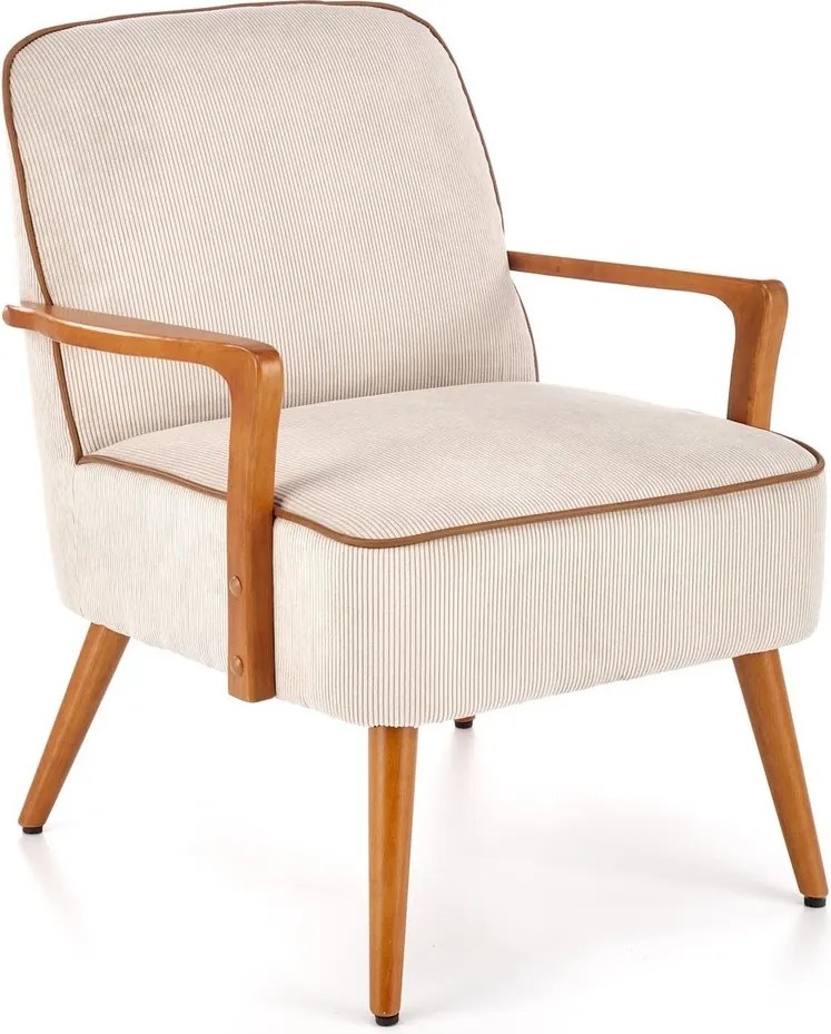 Fotel wypoczynkowy z drewnianymi podłokietnikami Pastore