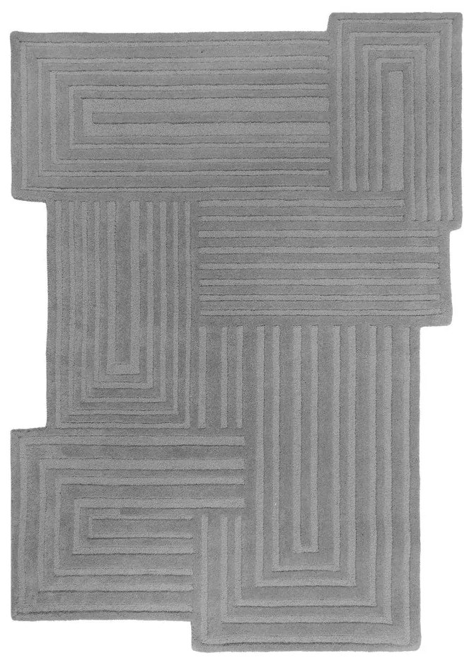 Szary wełniany dywan tkany ręcznie 200x290 cm Zen Rectangles – Flair Rugs