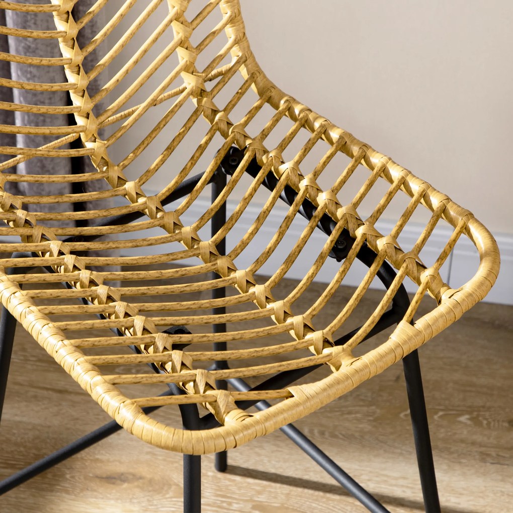 HOMCOM Hokery Barowe 2szt Elegancki Wygląd Rattan z Oparciem Maksymalny Komfort i Nowoczesny Styl Idealne do Kuchni i Salonu | Aosom PL