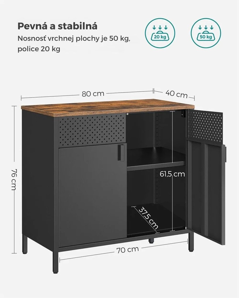 Metalowa szafka BRIX, 76x80x40cm, brązowy/czarny SongmicsHome