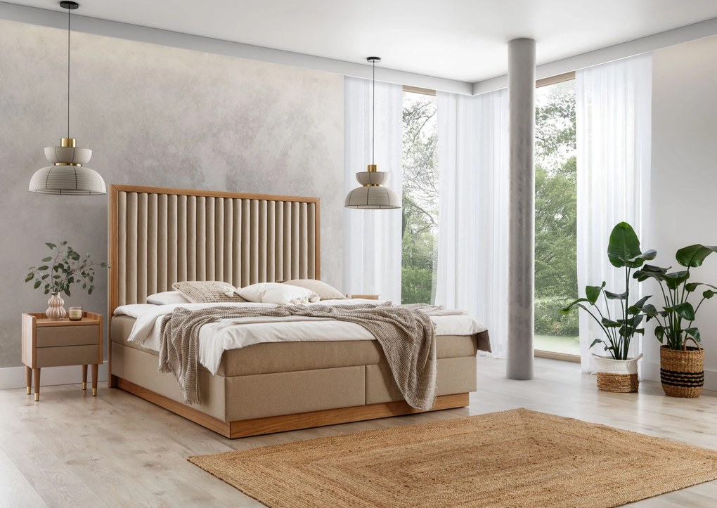 Łóżko kontynentalne 800 z ramką drewnianą - New Elegance