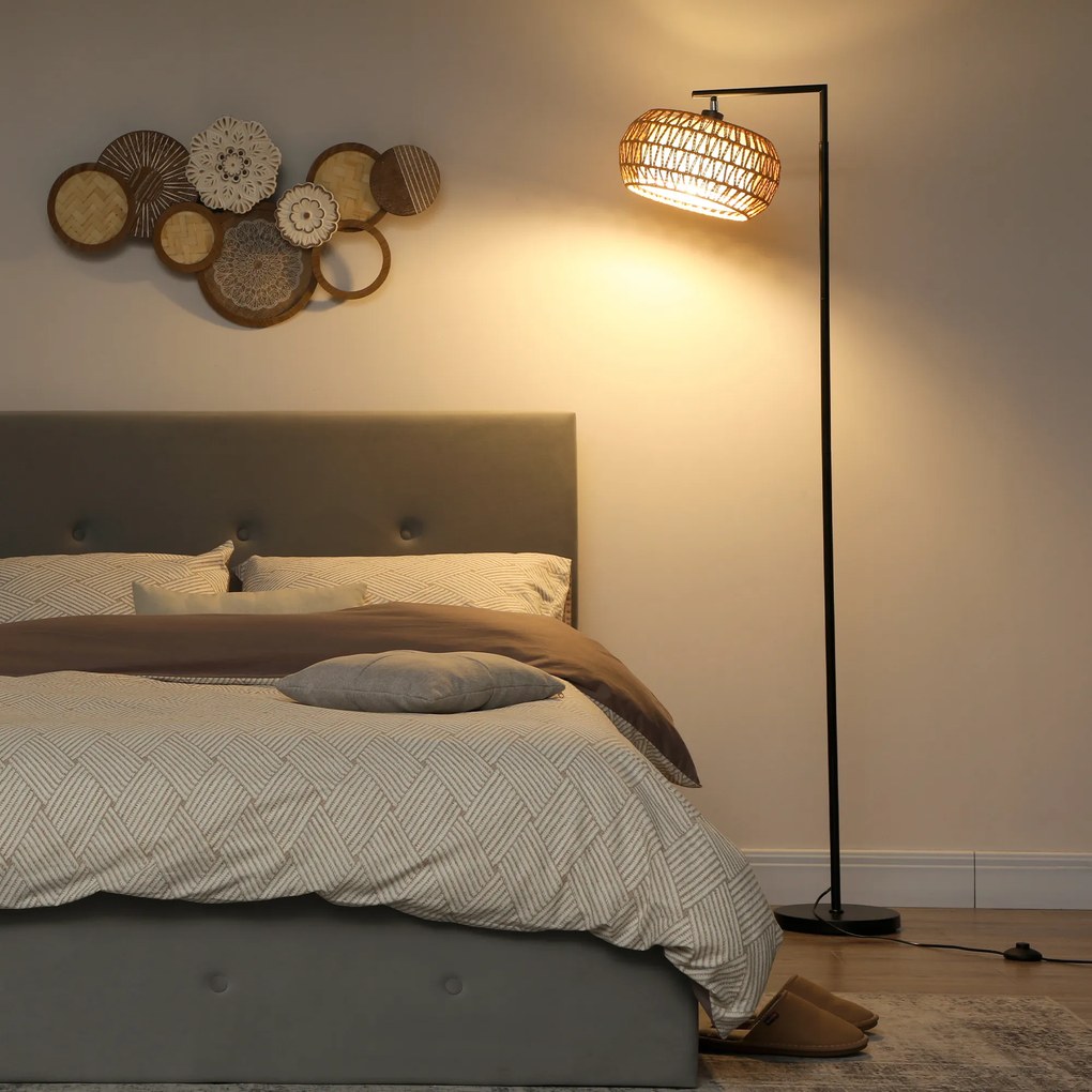 HOMCOM Lampa stojąca LED z podwójnym kloszem, ściemniana z 3 temperaturami barwowymi do salonu, sypialni, biura, Czarny | Aosom PL