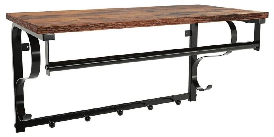 Wieszak ścienny z półką NATE brązowy/czarny