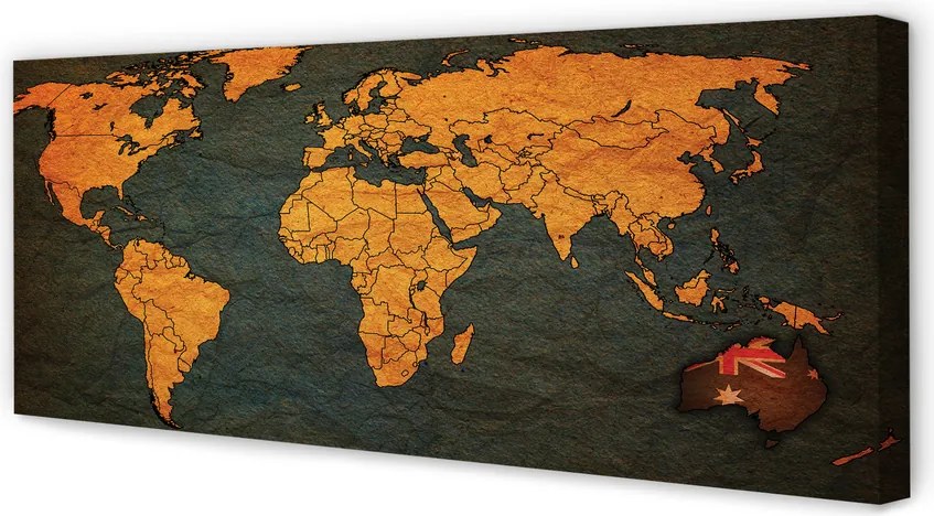 Obraz na płótnie Złota Mapa Świata