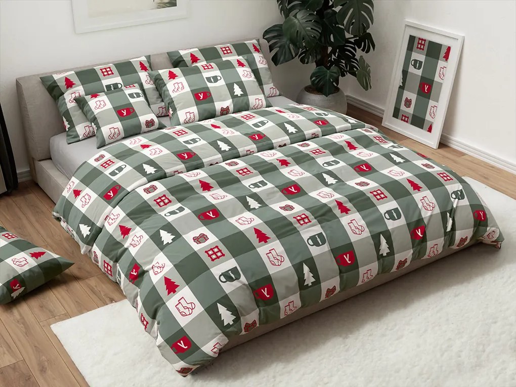 PrzytulneMieszkanie.pl PrzytulneMieszkanie.pl Pościel bawełniana CHRISTMAS SOCKS zielone Rozmiar pościeli: 70 x 90 cm | 140 x 200 cm