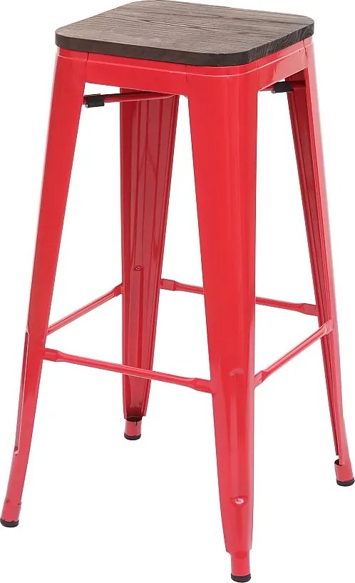 Stołek barowy MCW-A73 Metalowy, sztaplowany,  Red