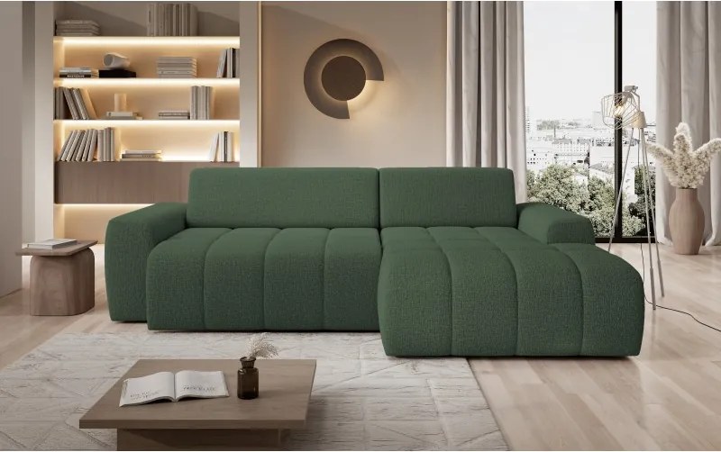 Narożnik SAVIO Prawostronny z Elektryczną Regulacją wolnostojący tkanina KANSAS 22 Zielony WERSAL