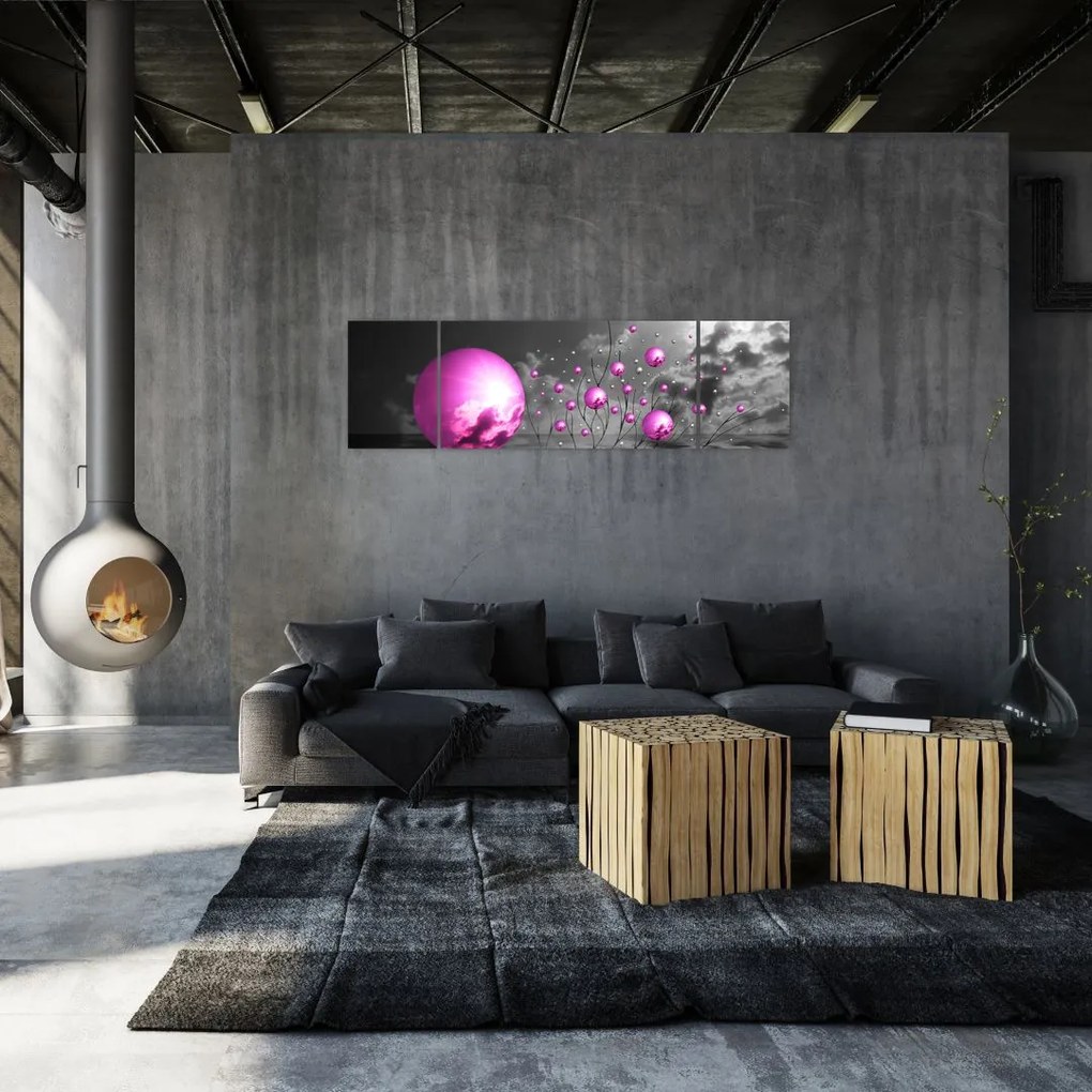 Obraz różowych kul (170x50 cm)