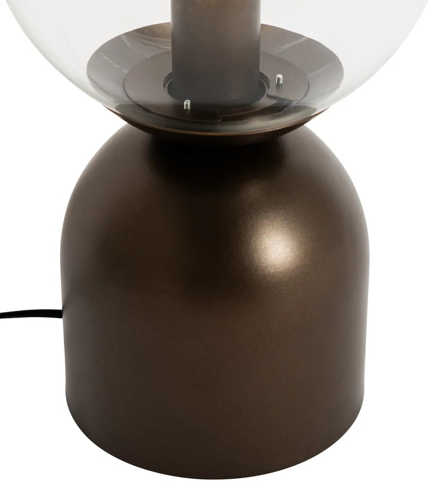 Lampa stołowa Hotel Chic ciemnobrązowa z przezroczystym szkłem - Pallon TrendElegancki hotelowy Oswietlenie wewnetrzne