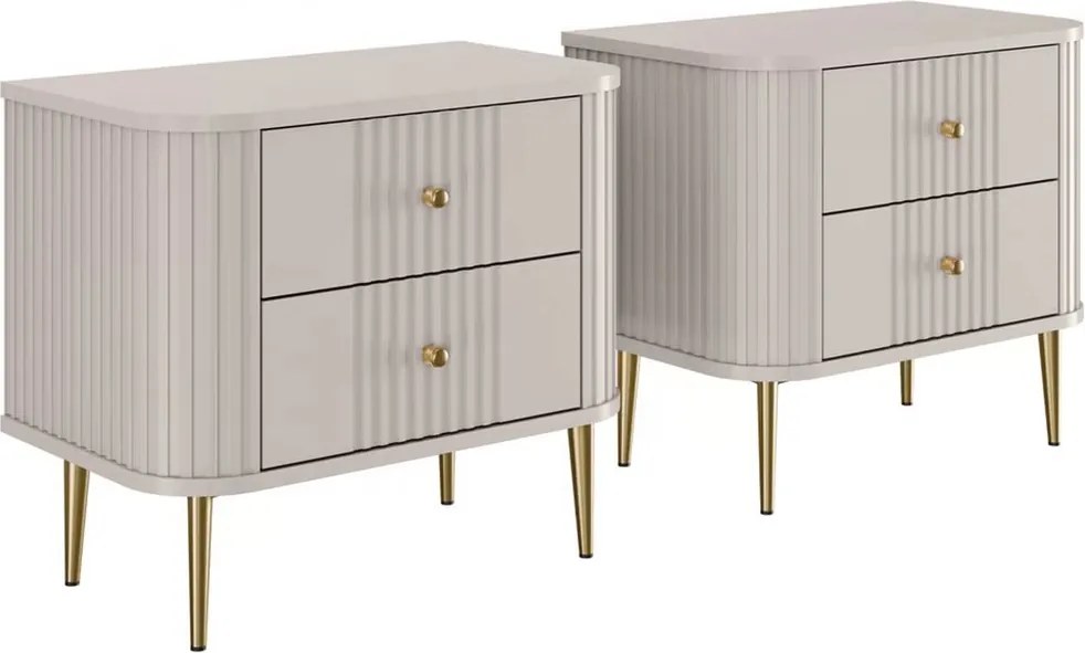 Zestaw szafek nocnych Vesper 56 cm - kaszmir / złote nogi