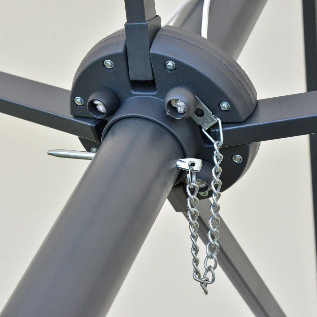 Outsunny Podwójny Parasol Ogrodowy Targowy Owalny Kremowy Biały z Korbą Ręczną 440x260cm | Aosom PL