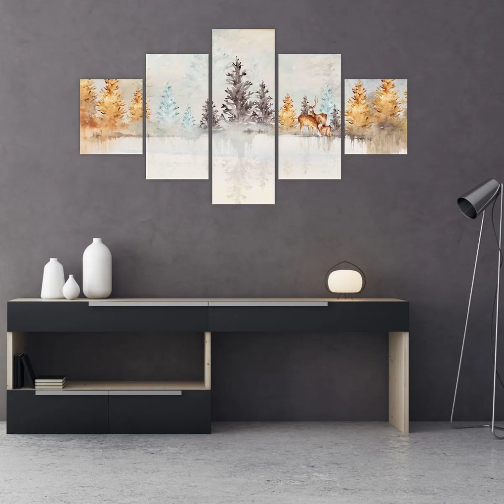 Obraz - Akwarelowy las (125x70 cm)