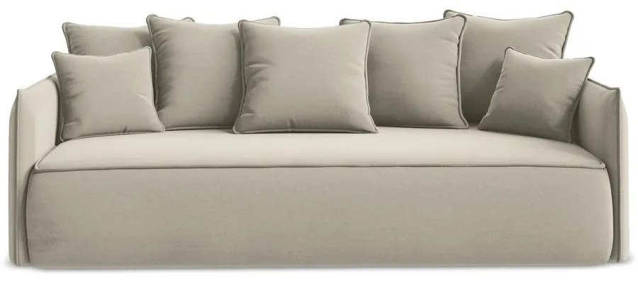 Beżowa aksamitna rozkładana/ze schowkiem sofa 225 cm Hula – Makamii