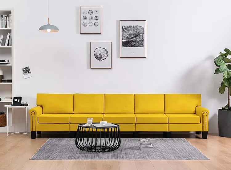 5-osobowa żółta sofa dekoracyjna - Dionas 5X