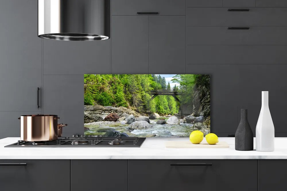 Panel Szklany Mostek w Cieniu Drzew