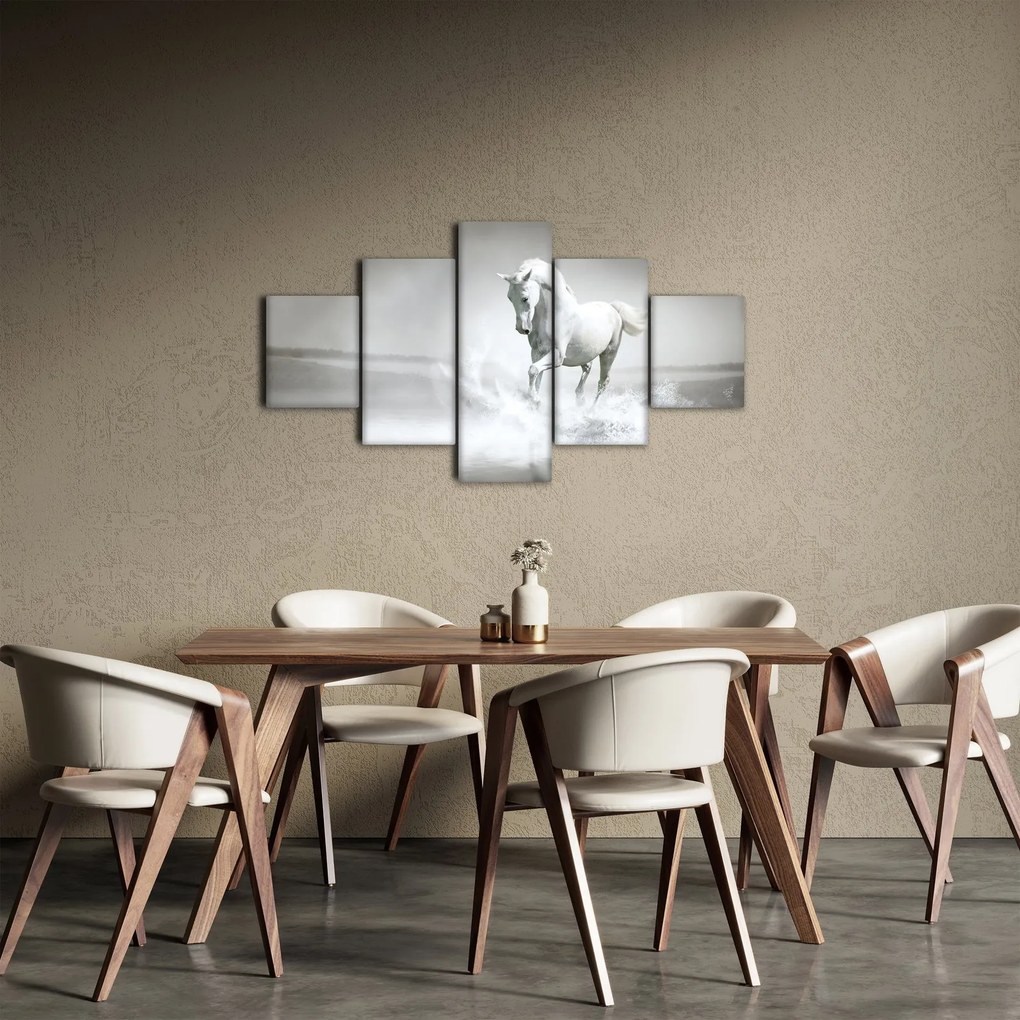 Obraz - Biały koń (125x70 cm)