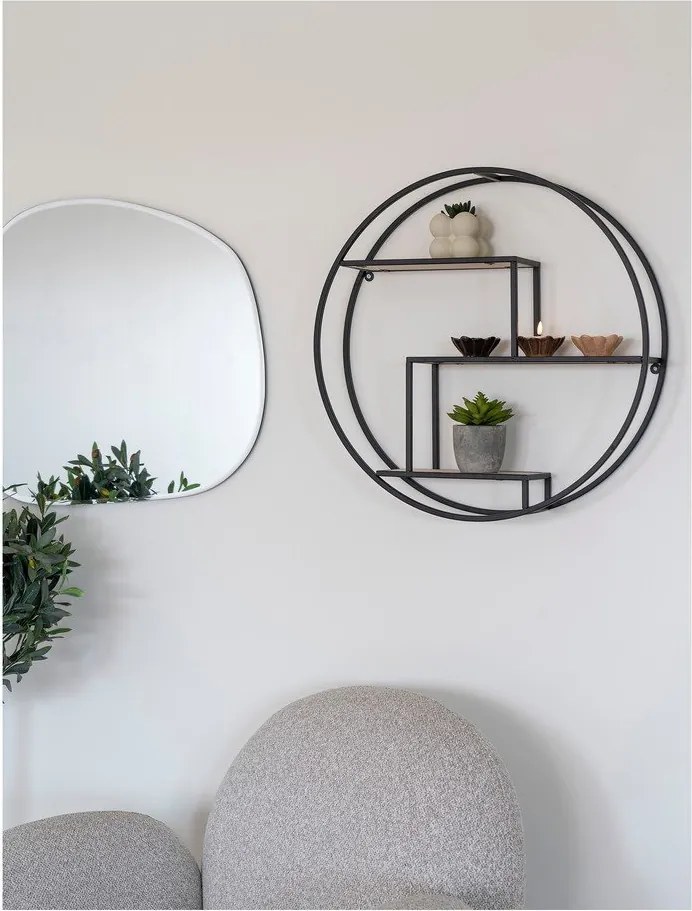 Czarno-naturalna wielopoziomowa półka z litego drewna paulowni 62 cm Rotterdam – House Nordic