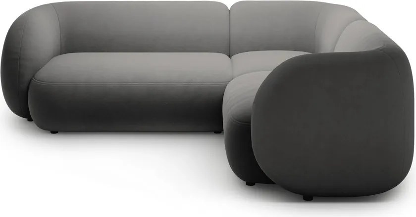 Ciemnoszary aksamitny narożnik (prawostronny/w kształcie litery L) Kate – Micadoni