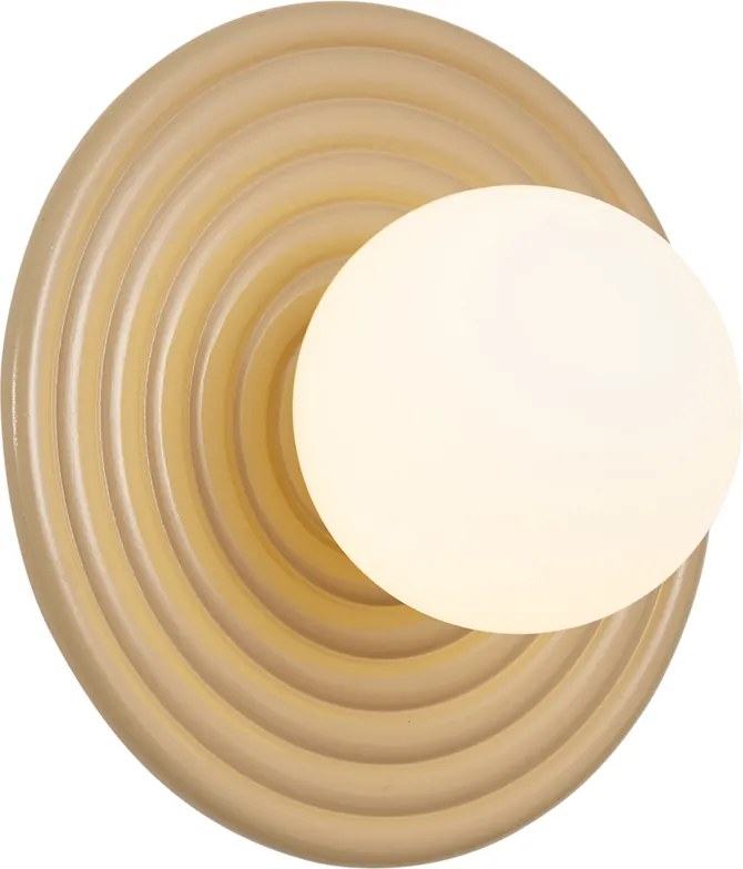 Lampa ścienna retro taupe z okrągłym kloszem opalowym 20cm IP44 - Lila