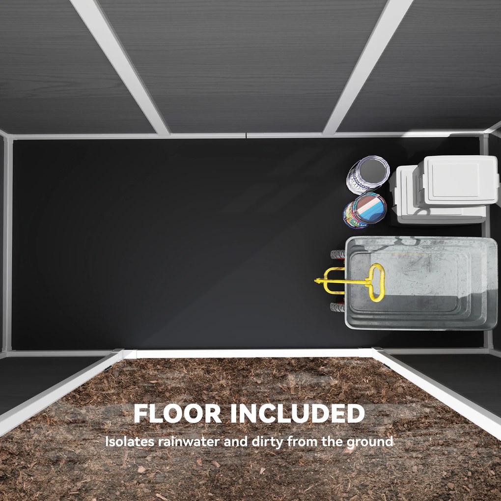 Outsunny Szopa Ogrodowa 3,2 m², Schowek z Płaskim Dachem, 303x123x197 cm z Oknem, Zamykana, Podwójne Drzwi, Wentylacja, Podłoga | Aosom PL