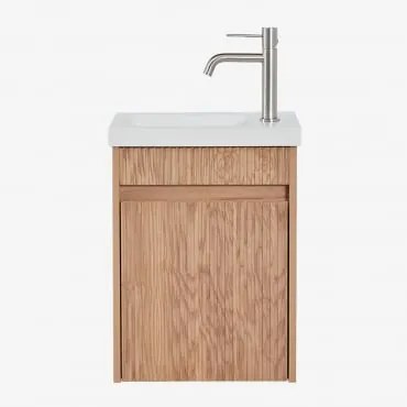 Zestaw Wiszących Mebli Łazienkowych Zintegrowany Z Umywalką Narek Popielaty Brąz & Bezlusterkowiec - Sklum