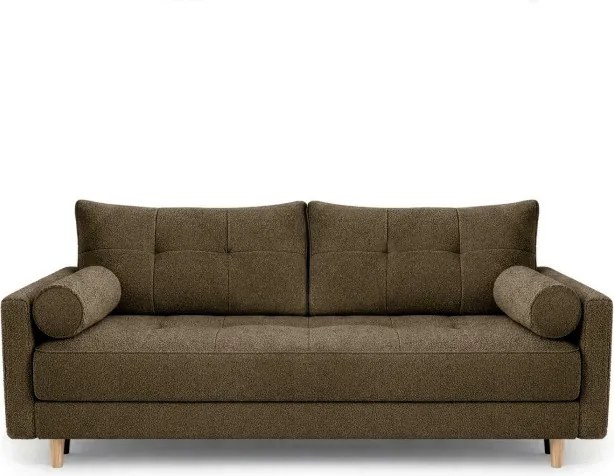 Sofa z Funkcją Spania LONAR Brązowa Boucle Nowoczesna