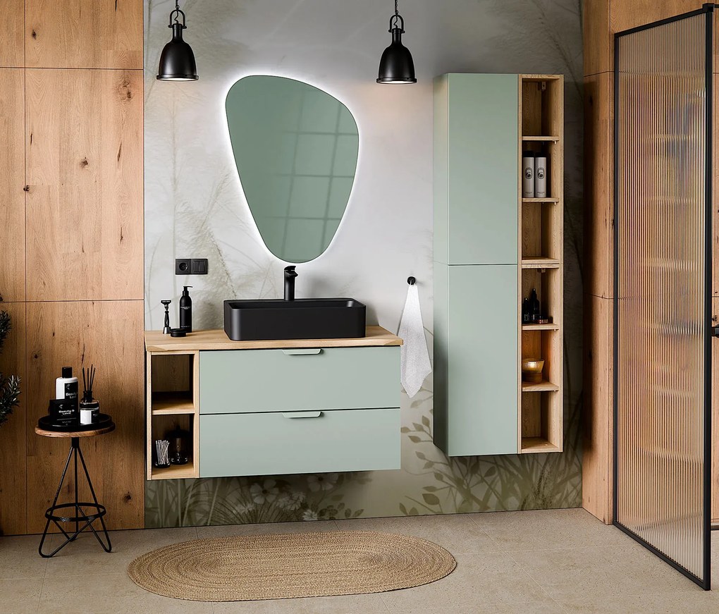 Zielony półodkryty słupek łazienkowy K1-L64