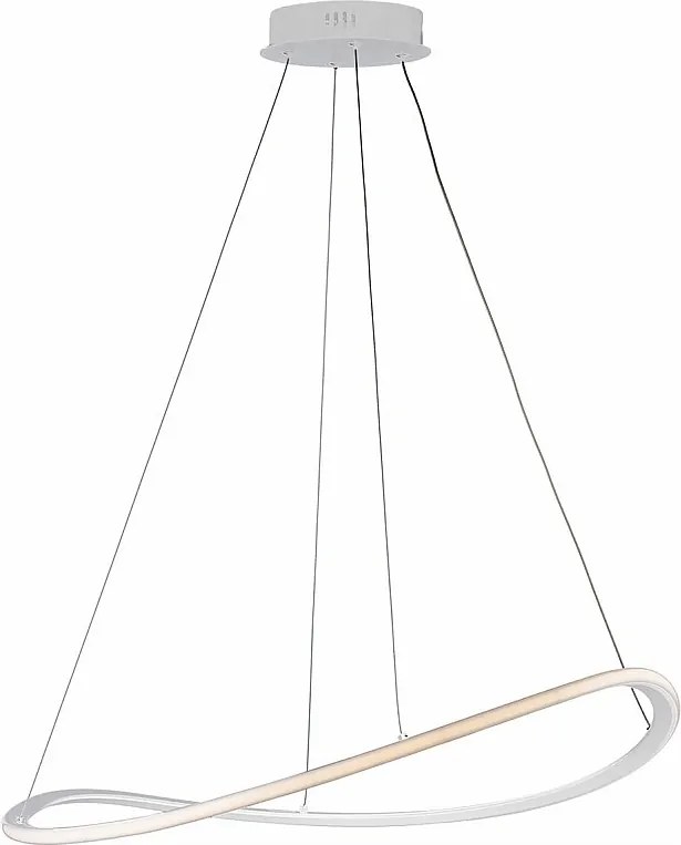 Raky – lampa wisząca LED CCT z metalu i białego aluminium, regulowane kable, pilot, zmiana barwy światła, nowoczesny design, Ø70 cm