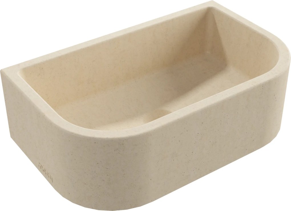 Umywalka betonowa półokrągła wisząca / nablatowa bez otworu na baterię 49 x 30 cm PALANGA | różne kolory : Kolor - Kość słoniowa/Ecru, Typ montażu - nablatowa