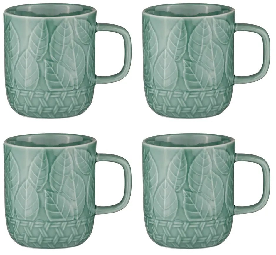 Turkusowe porcelanowe kubki zestaw 4 szt. 400 ml Heath Jade – Ladelle