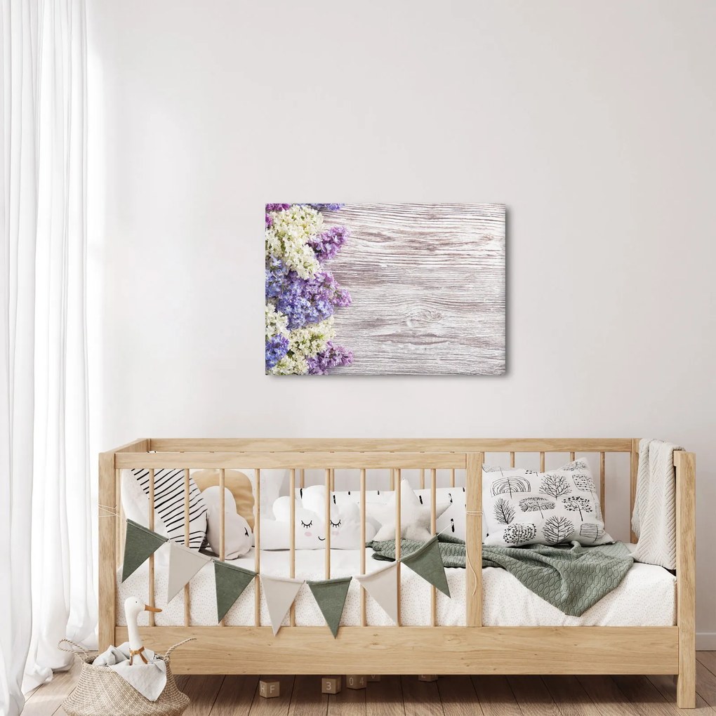 Obraz bzu na drewnie (70x50 cm)