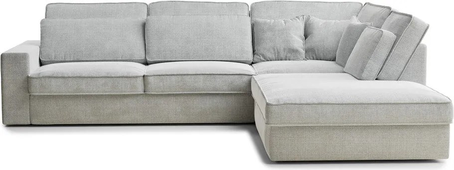 Jasnoszary narożnik z tkaniny szenilowej (prawostronny/w kształcie litery L) Kirou – Maison de Rêve