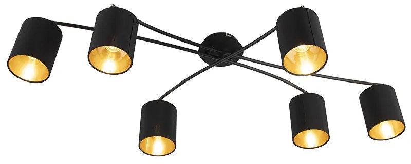 Nowoczesna lampa sufitowa czarna 6-światłowa - Lofty Nowoczesny Oswietlenie wewnetrzne