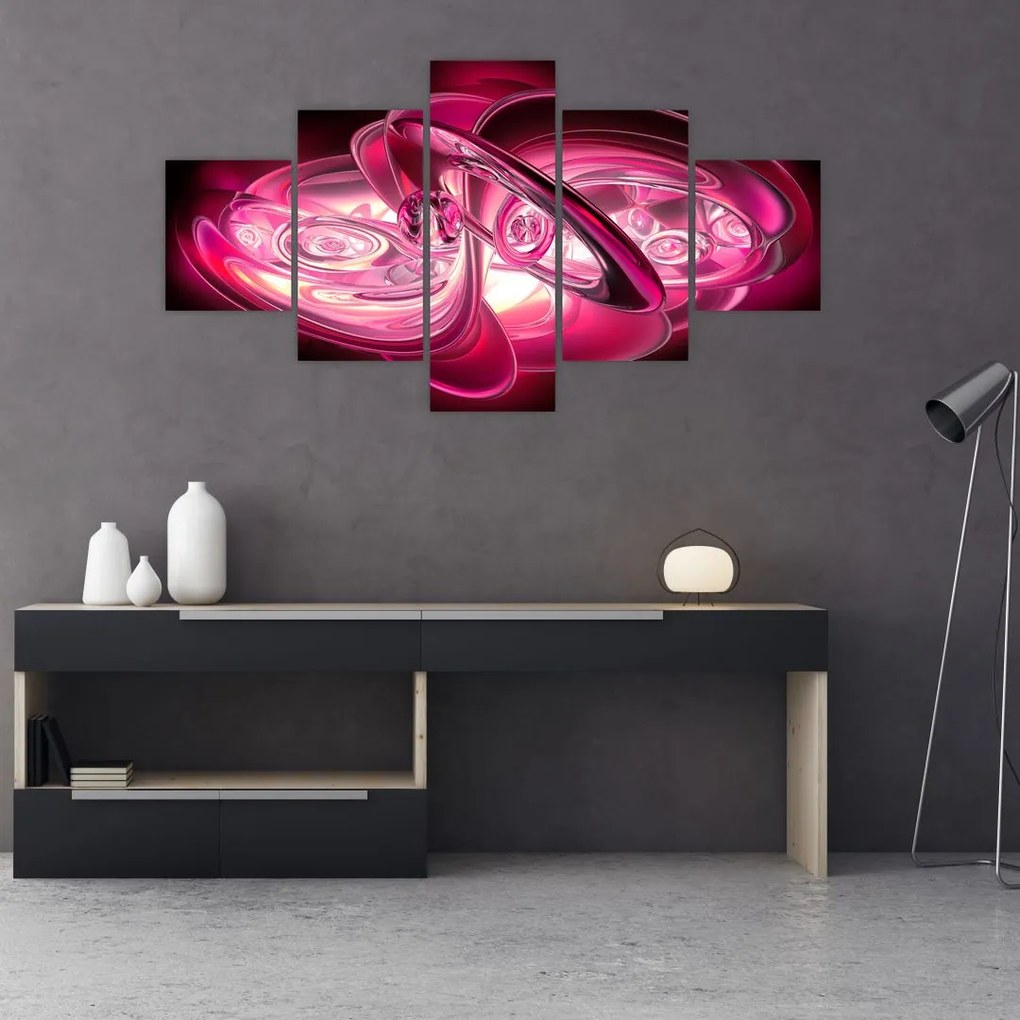 Obraz różowych fraktali (125x70 cm)