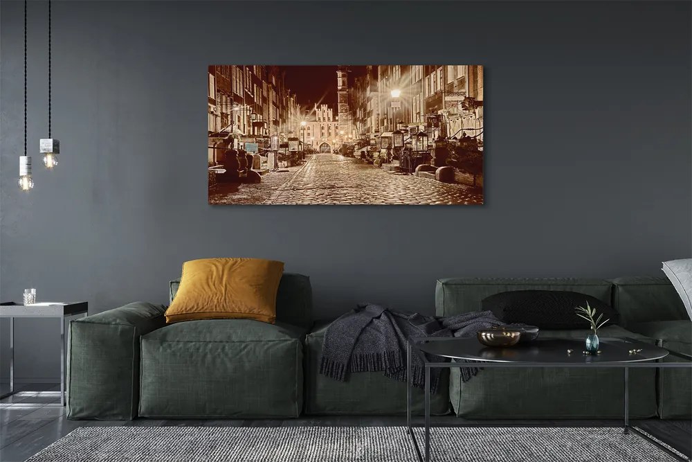 Duży obraz na płótnie Nocny Spacer po Gdańsku