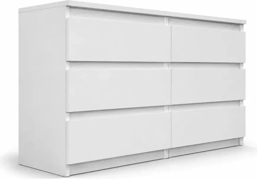 Komoda Asmara 140 cm 6 szuflad nowoczesna duża do salonu sypialni biała polska