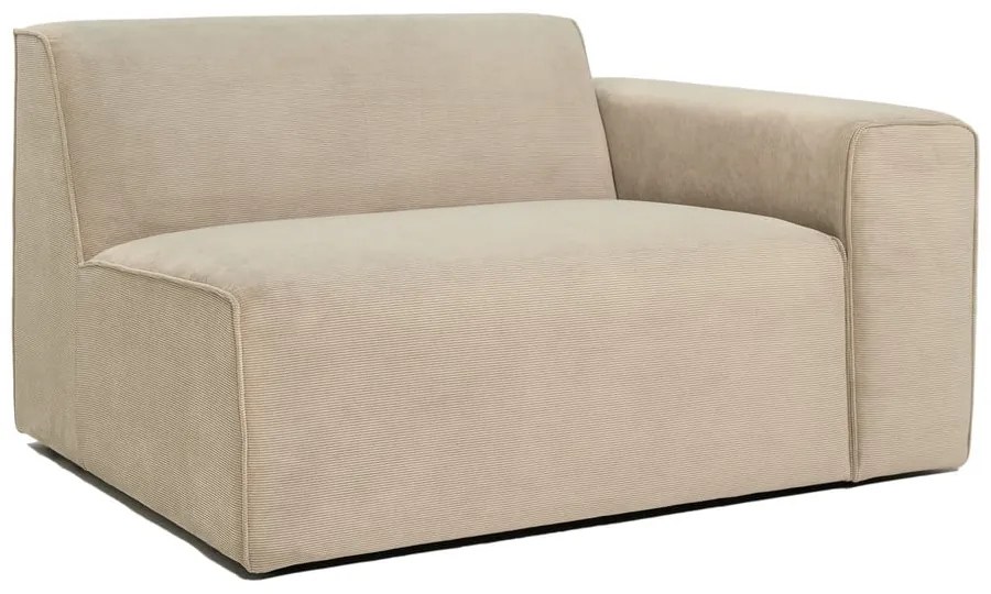 Beżowy końcowy moduł sztruksowej sofy Scandic Sting, 124 cm, prawostronny