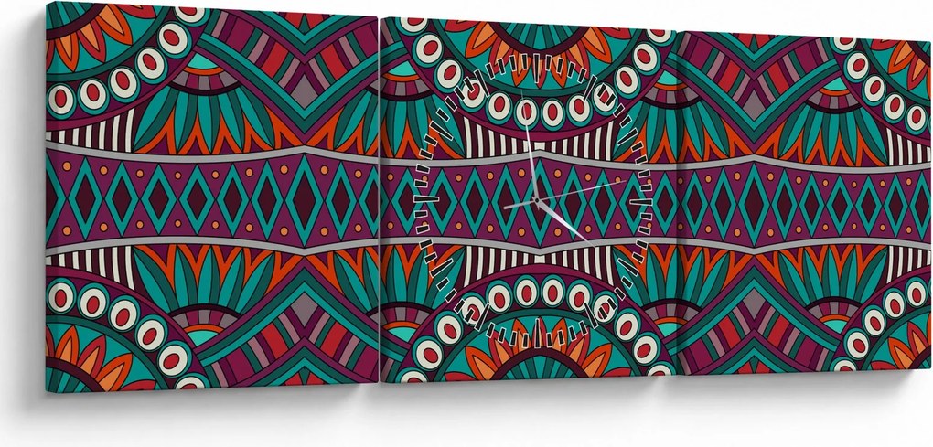 Obraz abstrakcji ozdobnej (z zegarem) (90x30 cm)