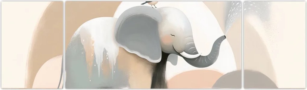 Obraz - Słoń w pastelowych kolorach (170x50 cm)