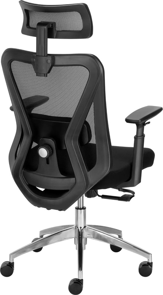 Fotel siatkowy z zagłówkiem regulowanym Ergobit Lux, zgodny z normą BHP