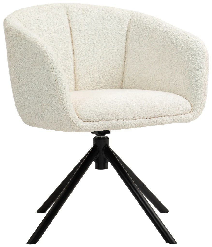 HOMCOM Fotel, Obrotowy Fotel Tapicerowany z Wygodną Muszlą Siedziska, Miękka Tapicerka, do 120 kg, Kremowy